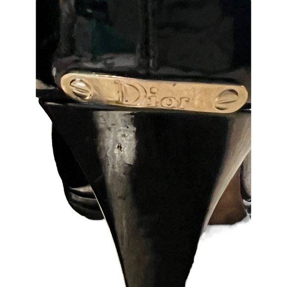 Christian Dior Black Patent Leather Platform Heels Peep Toe 4" heel 38.5 US 8.5 - Picture 5 of 12